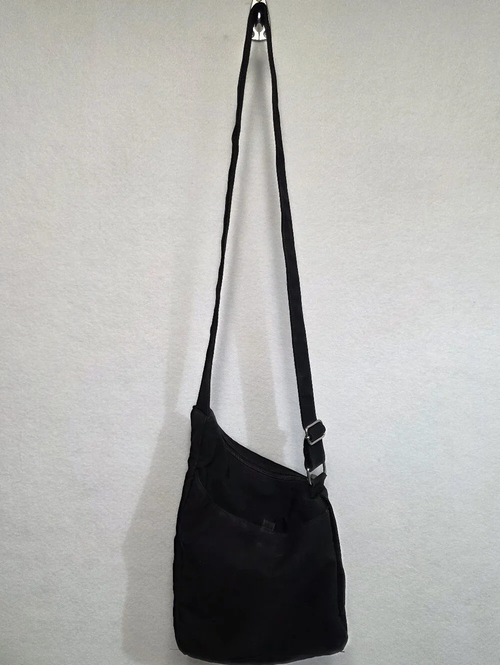 HOBO International Black Messenger Crossbody Nylon Canvas Bag